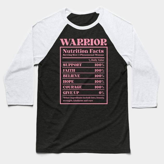 Breast Cancer Warrior Baseball T-Shirt by Teewyld